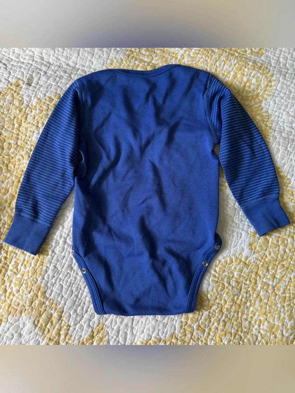 Patagonia Blue Striped capilene Long-Sleeve One-Piece Bodysuit